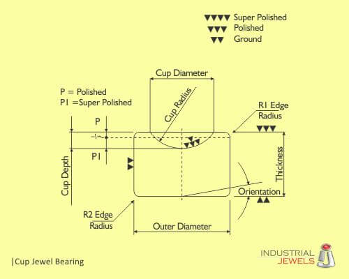 cup jewel bearing technical drawing